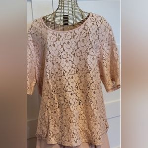 Beautifu City Streets (from JC Penney) Petite Large Blush Pink Lace Blouse